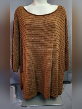 Time and Tru Chunky Scoop Neck Sweater in Chestnut Brown